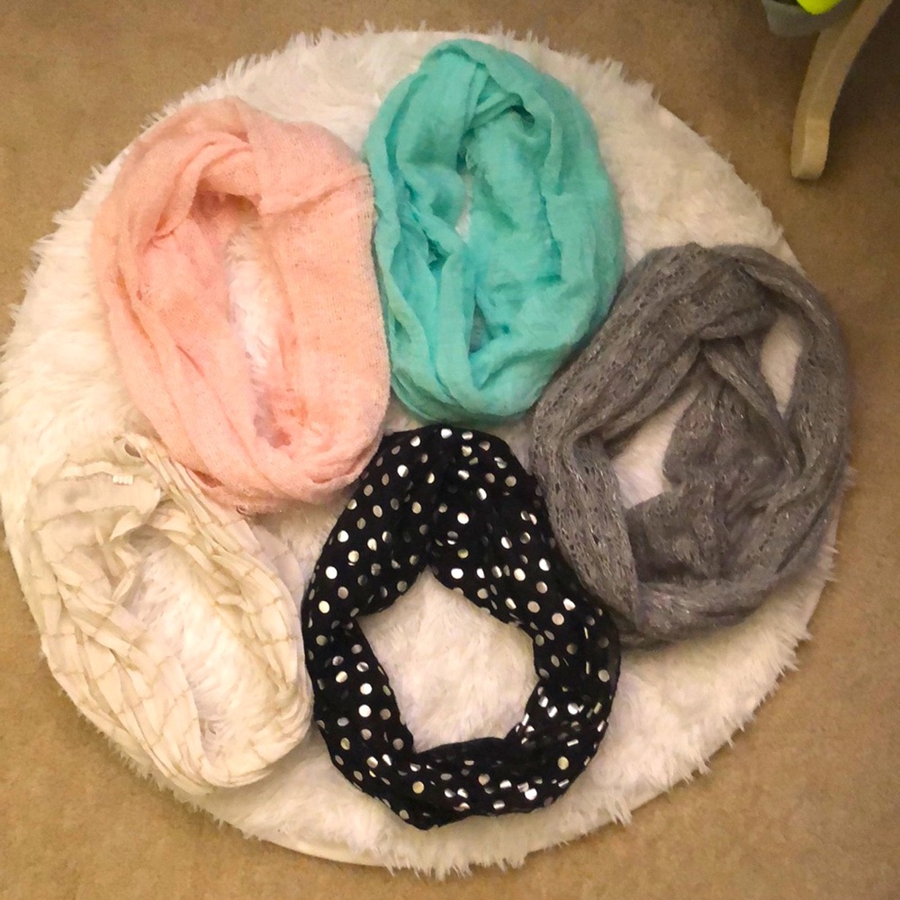 Bundle of 5 infinity scarves